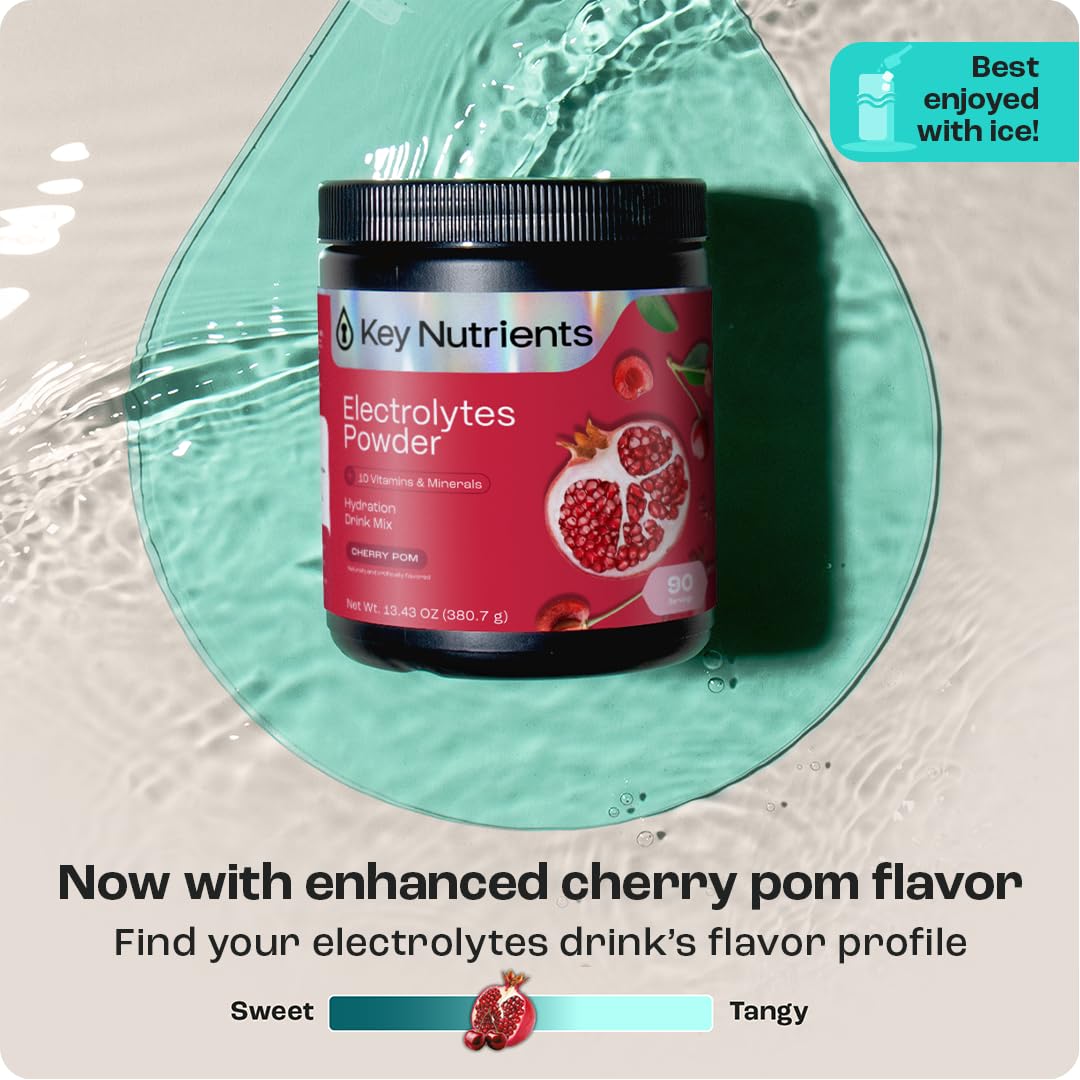 KEY NUTRIENTS Multivitamin Electrolytes Powder No Sugar - Sweet Cherry Pom | 90 Servings | Made in USA