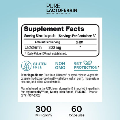 MyImmunity Pure Lactoferrin 300mg | Immune Support & Iron Absorption | Gluten-Free (60 Capsules)