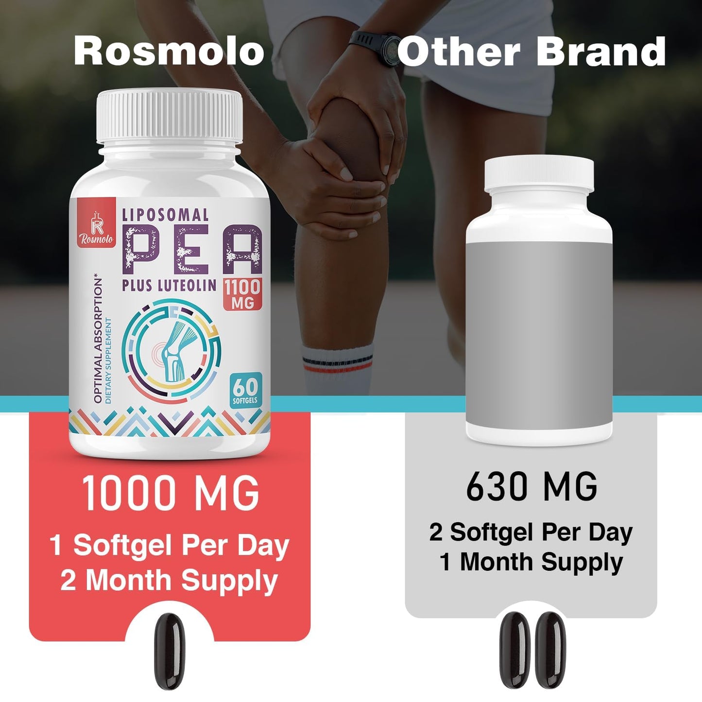 Liposomal Palmitoylethanolamide (PEA) 1000 mg + Luteolin 100 mg | Micronized 99% Purity | 360 Softgels