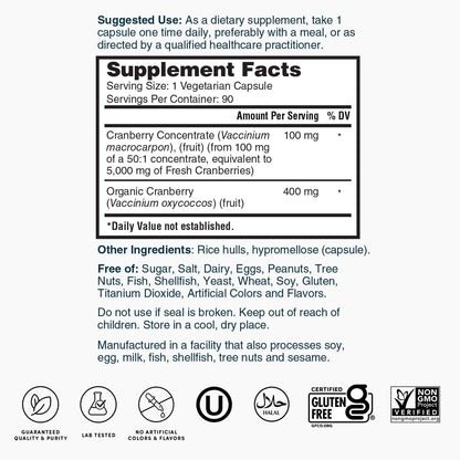 Nature's Lab Cranberry 5400mg – 90 Vegan Capsules – UTI Support, Gluten Free, Non-GMO