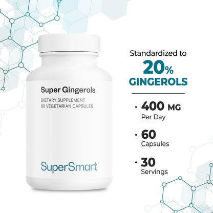 Supersmart Gingerols 400mg Daily – High Potency 20% Gingerols | Non-GMO & Gluten Free