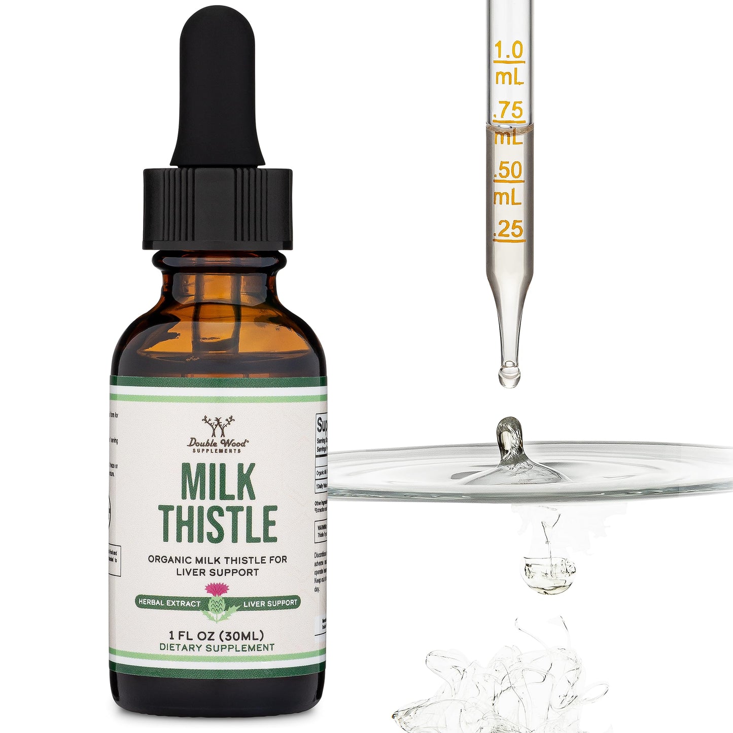 Milk Thistle Drops 1oz – Organic Liver Detox, 30 Servings | Double Wood
