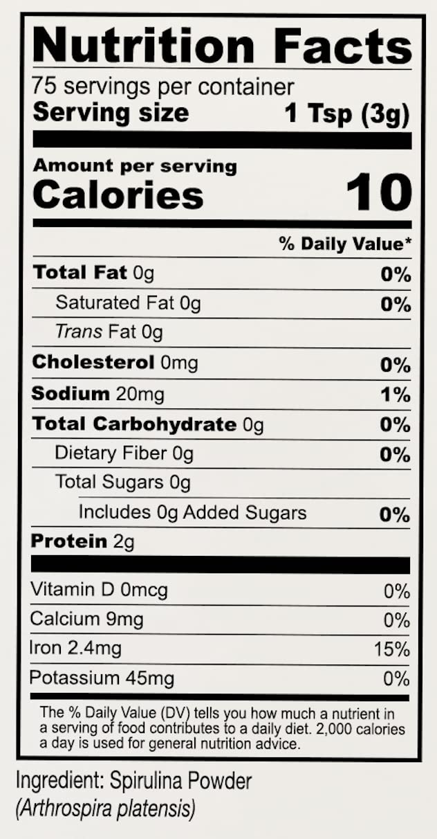 Anthony's California Spirulina Powder 8 oz – Gluten Free, Non-GMO, Product of USA