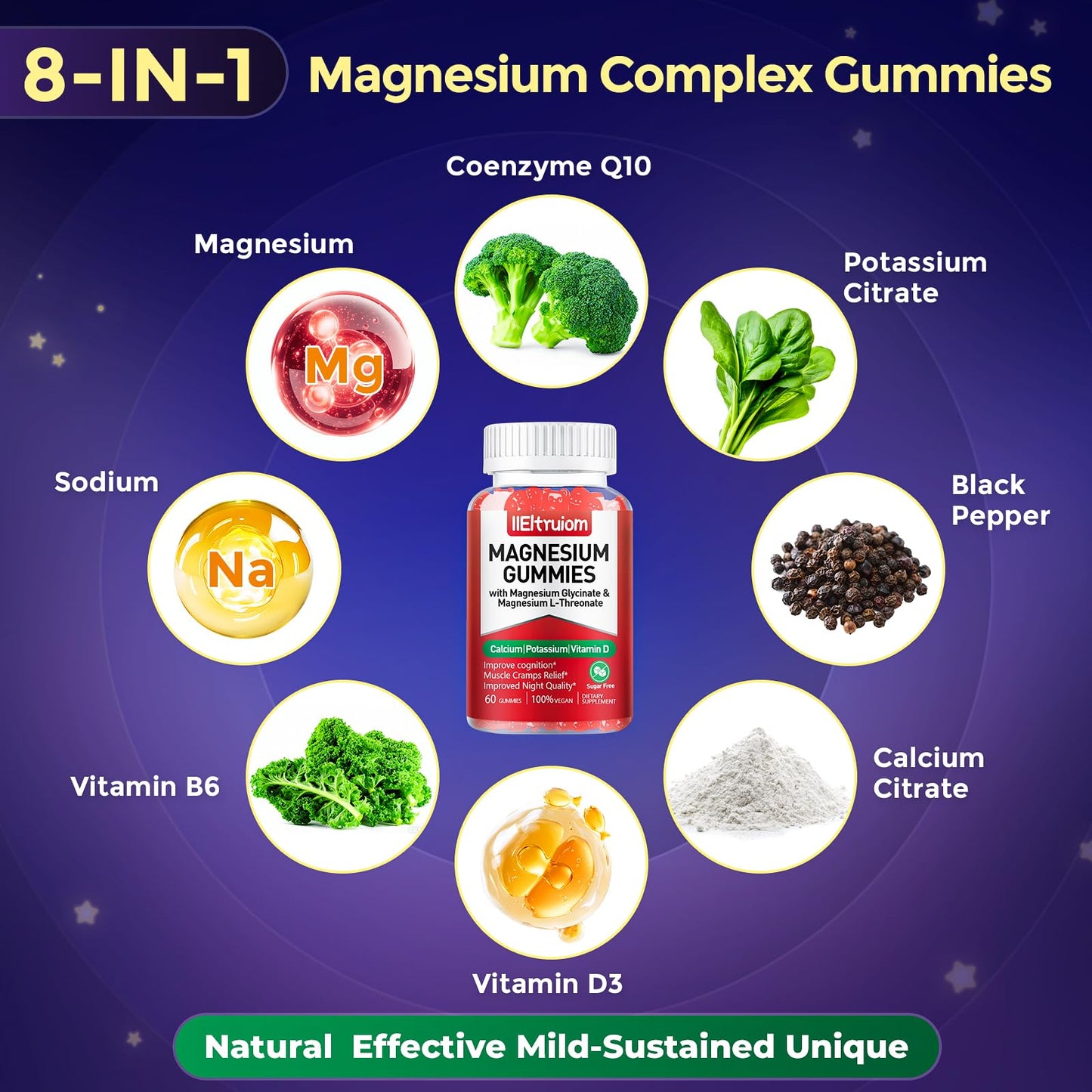 Kids Liposomal Magnesium 190mg – Glycinate & L-Threonate with D3 & CoQ10 | 60 Count