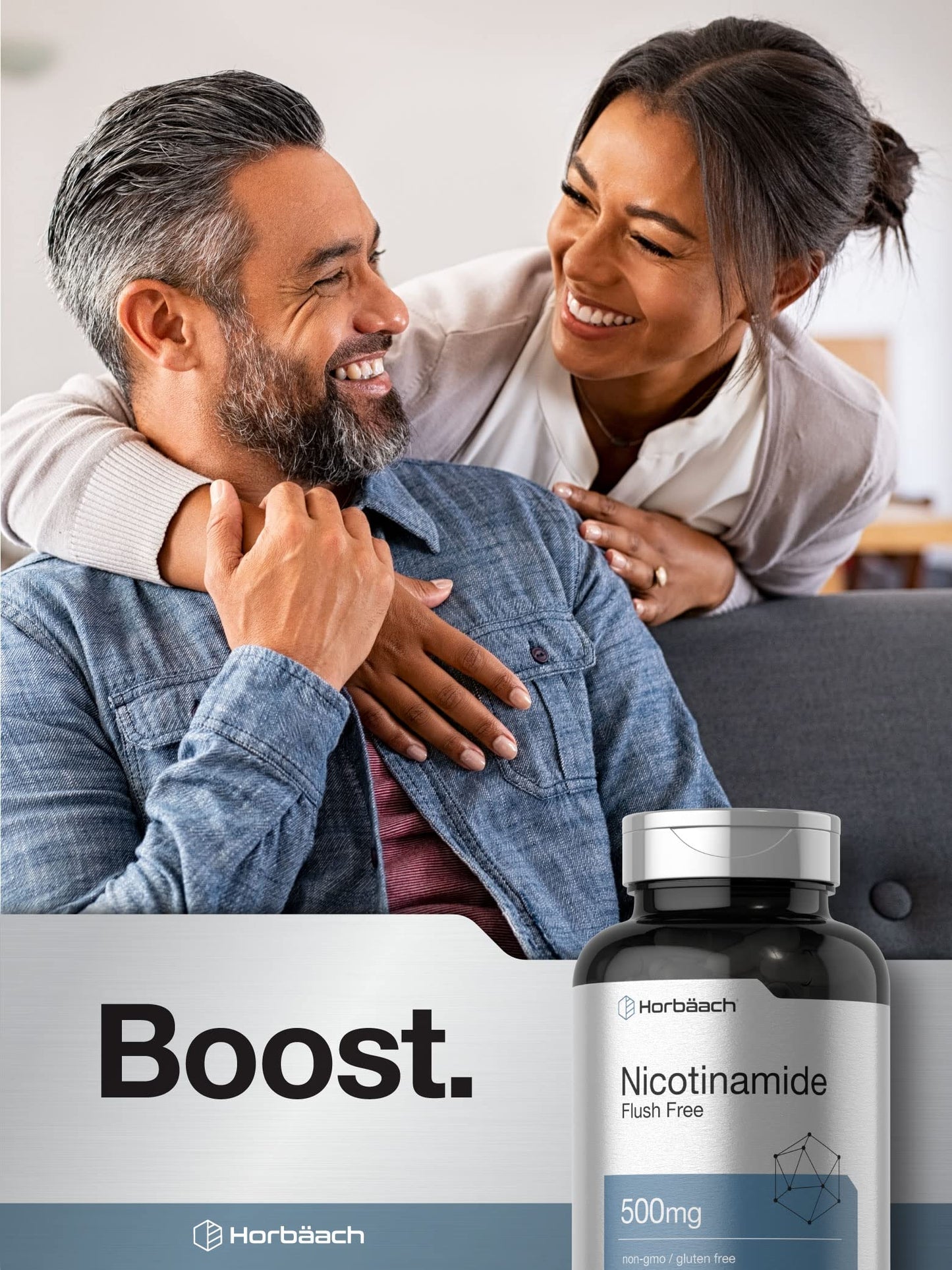 Horbäach Nicotinamide 500mg – 180 Capsules | Flush Free Niacinamide | Non-GMO & Gluten Free Vitamin
