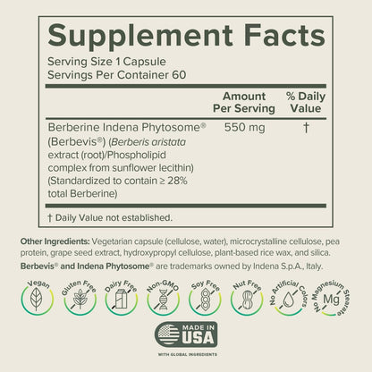 Prominent Nutrition Berberine Phytosome Supplement - Gut Support, 550 mg, 60 Count (2 Pack)