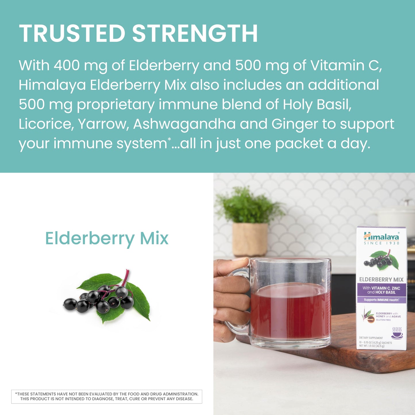 Himalaya Elderberry Mix – Immune Support Drink Mix with Elderberry, Zinc, Vitamin C & Holy Basil | 10-Pack, Caffeine Free, Gluten Free