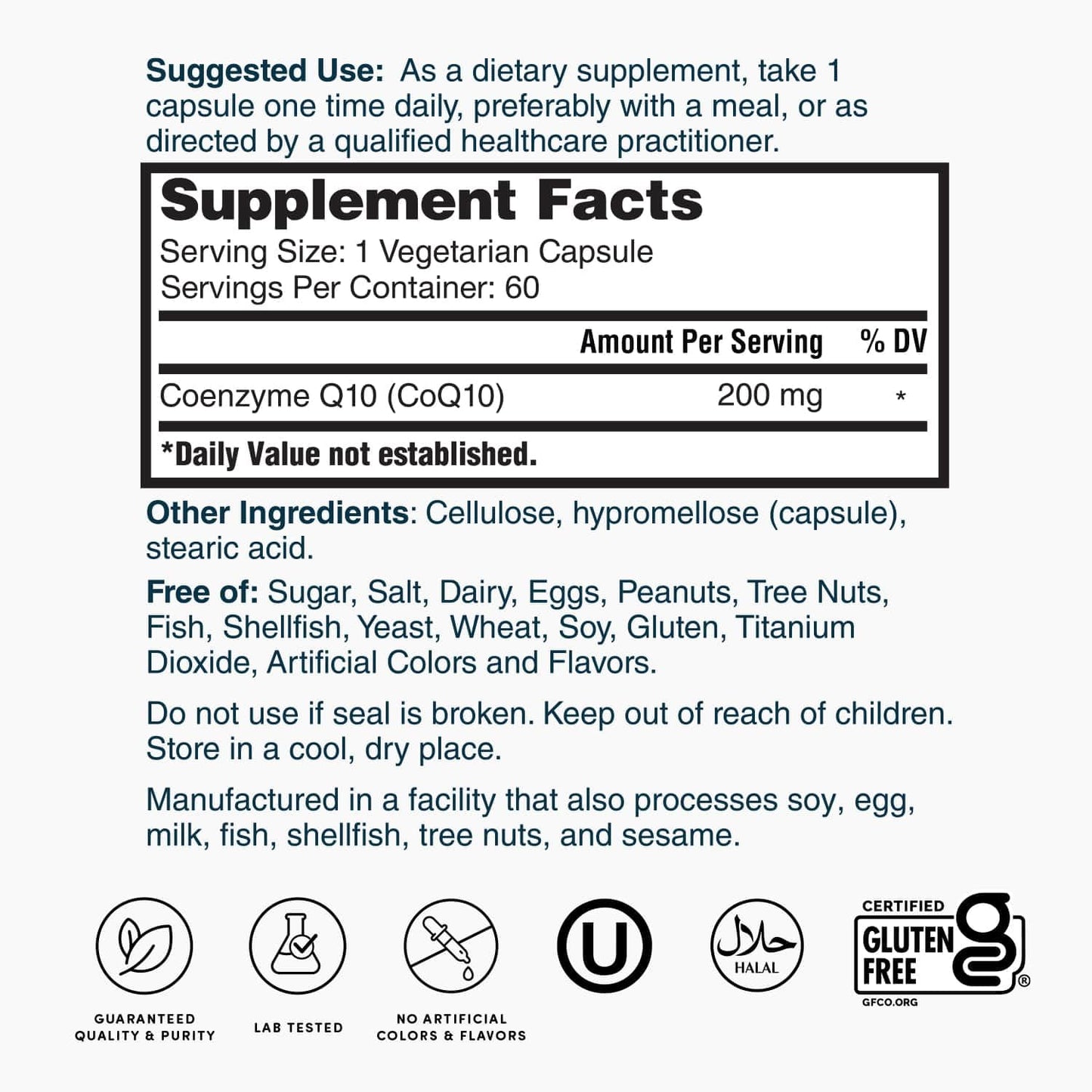 Nature's Lab CoQ10 200mg – Supports Heart, Nerve & Muscle Health* – 60 Count (2-Month Supply)