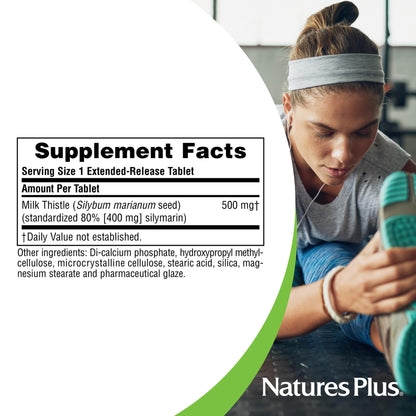 NaturesPlus Herbal Actives Milk Thistle 500 mg – 60 Servings, Extended Release, Vegetarian & Gluten Free
