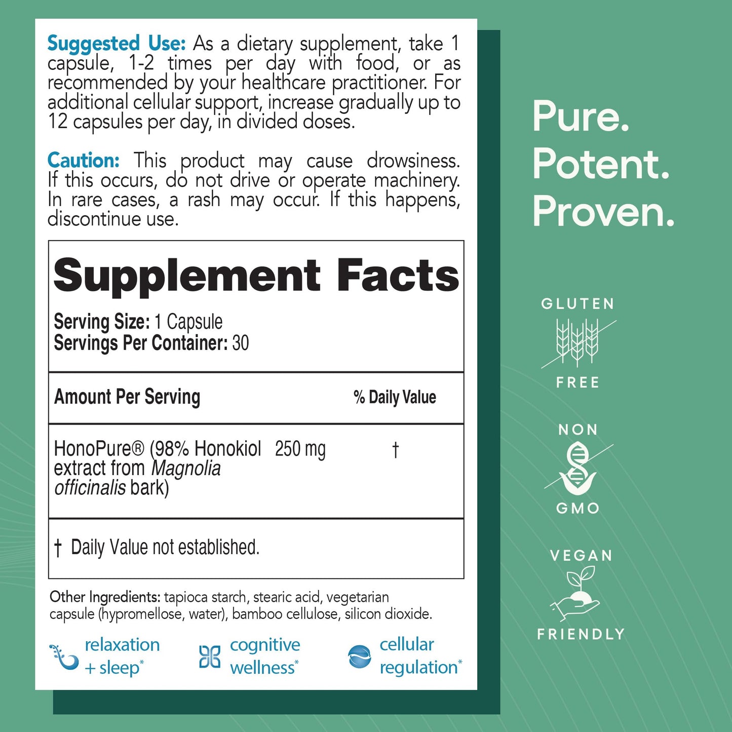EcoNugenics HonoPure Magnolia Bark Extract – 98% Honokiol | Brain Function, Sleep & Mood Support