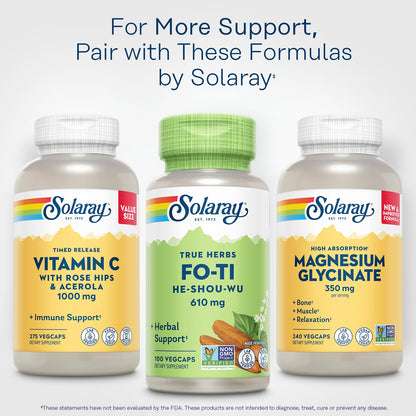 SOLARAY Fo-Ti 610 mg – Vegan Aging & Longevity Support for Hair, Skin & Nails