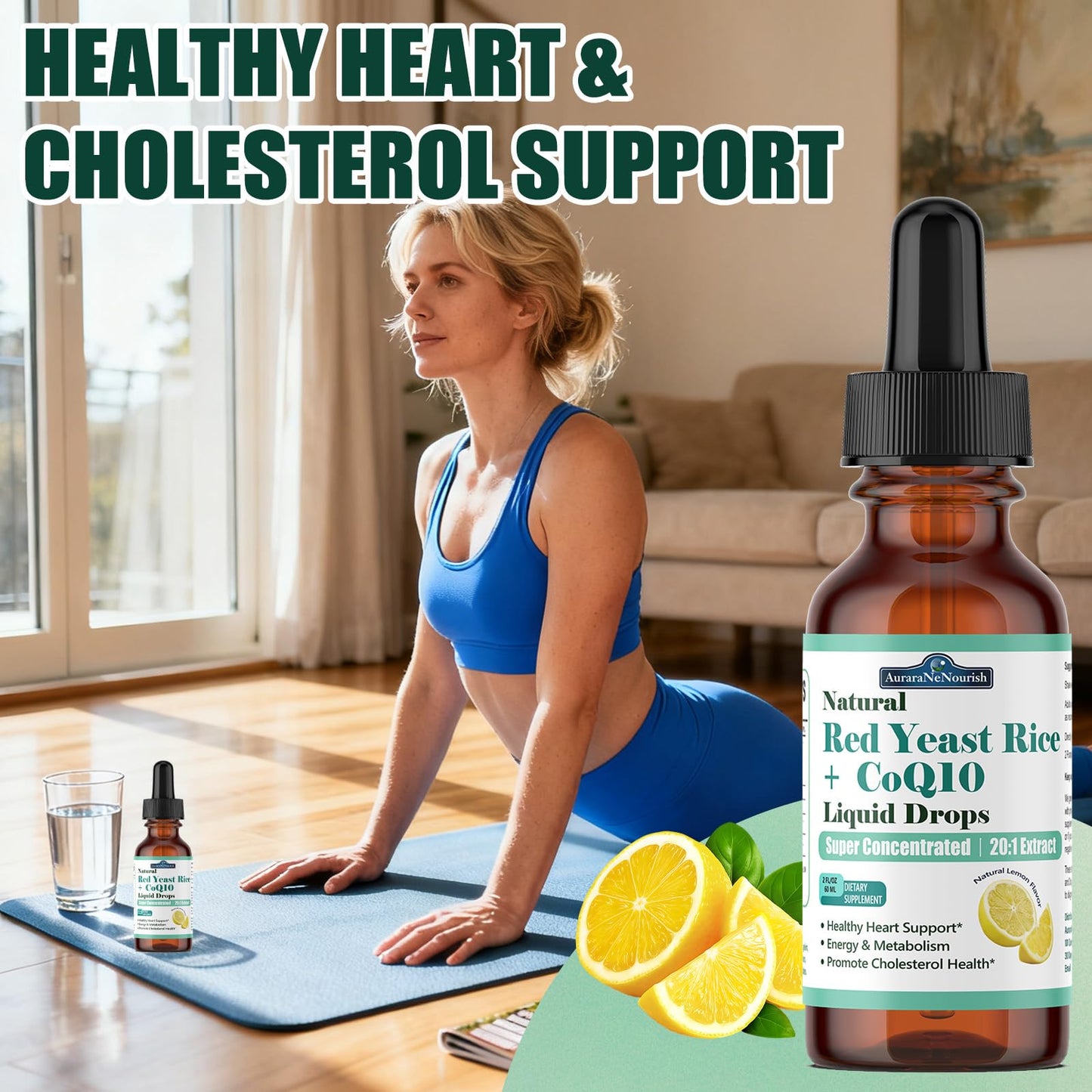 Red Yeast Rice with CoQ10 Liposomal Drops – 1200mg, 5-in-1 Cholesterol Support