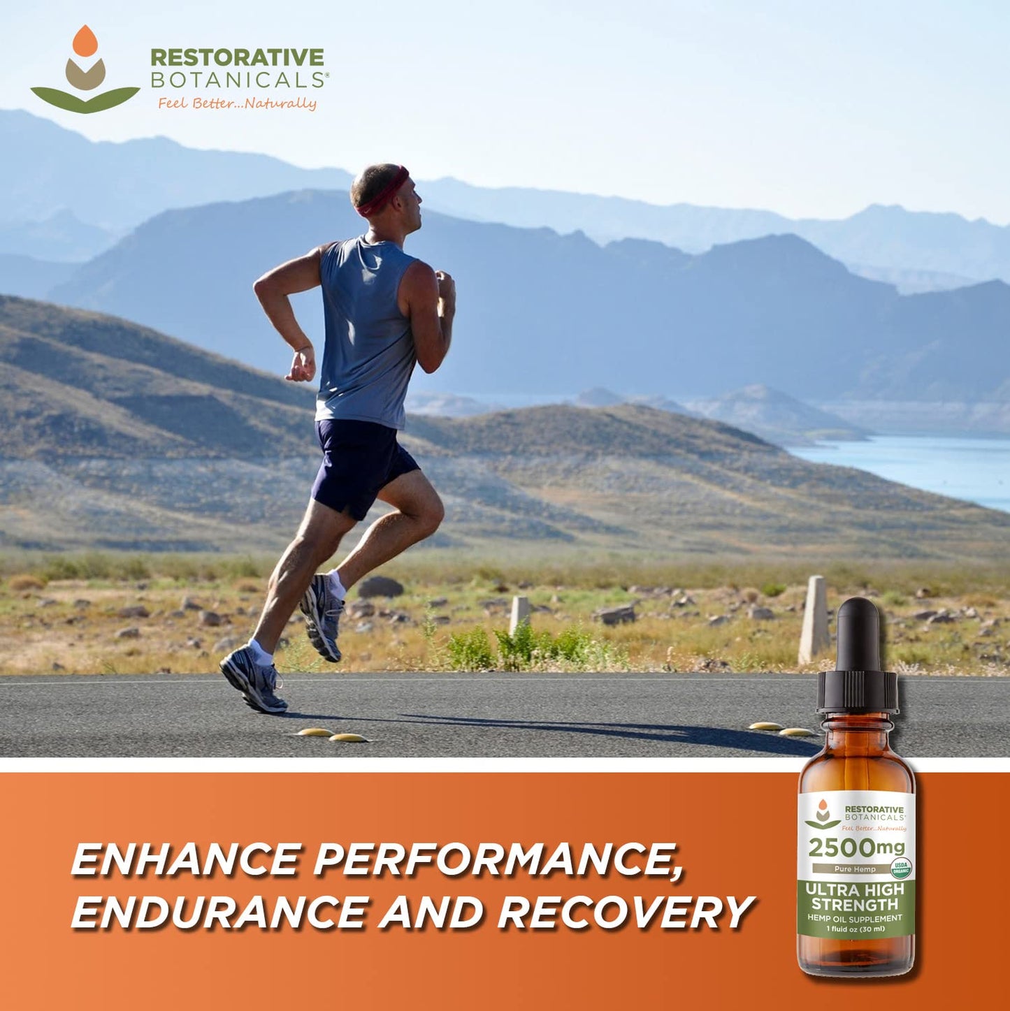 Ultra High Strength Hemp Oil Supplement - USDA Organic, 60 Servings | Restorative Botanicals