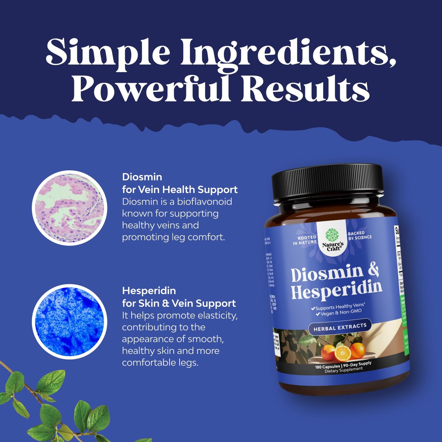 Nature's Craft Diosmin Hesperidin 1000mg Complex for Circulation – 3 Month Supply