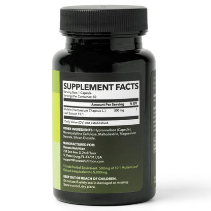 Mullein Leaf Capsules 5000mg 10:1 – Lung Support & Immune Function (30 Count) – Vegan, Non-GMO