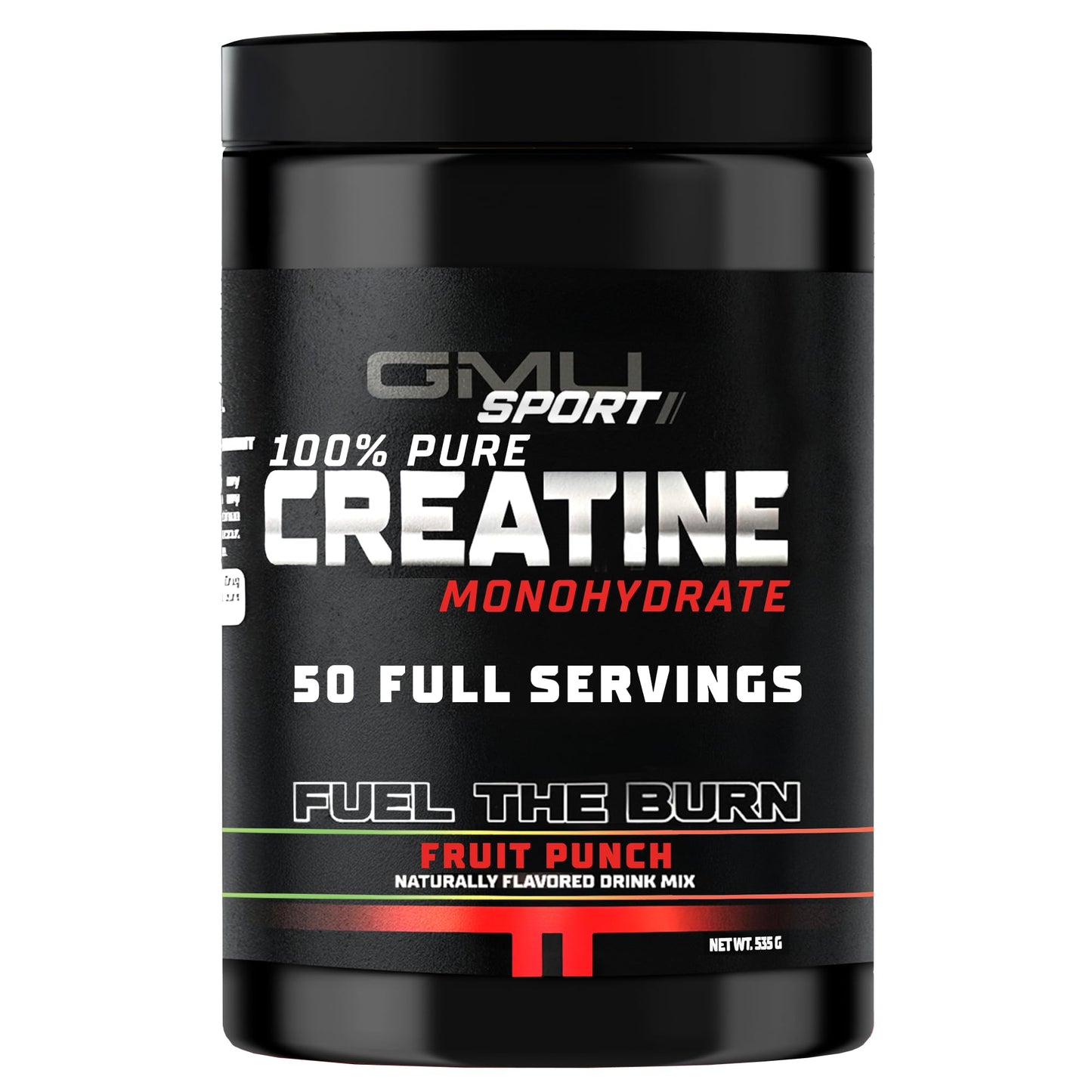 GMU SPORT Creatine Monohydrate Powder – Fruit Punch, 50 Servings | 5g per Scoop