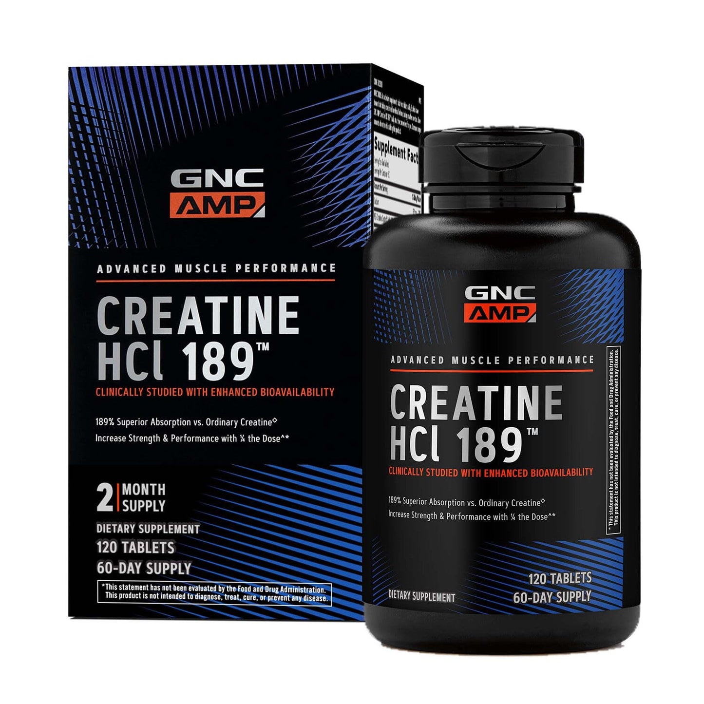 GNC AMP Creatine HCl 189 – Fast Absorption, Strength & Muscle Support | 60 Servings