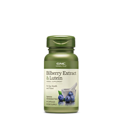 GNC Herbal Plus Bilberry Extract & Lutein Supplement — Vegetarian Eye Health Support, 60 Servings