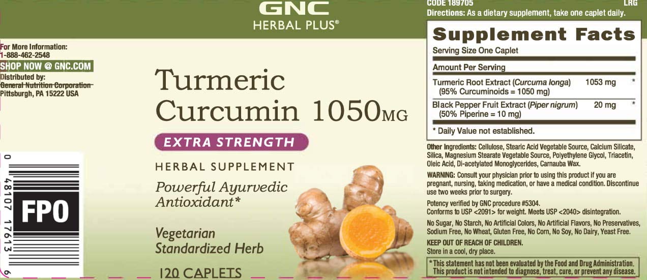 GNC Herbal Plus Turmeric Curcumin 1000mg – Extra Strength Vegetarian Supplement | 120 Servings