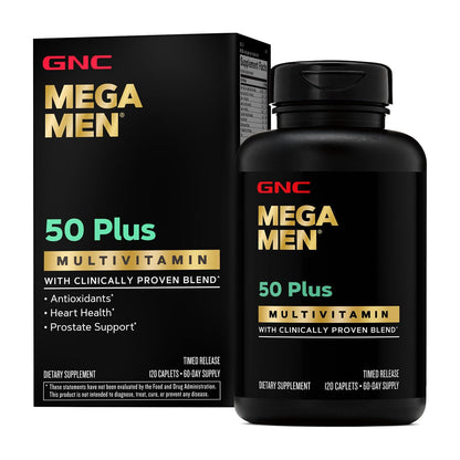 GNC Mega Men 50 Plus Multivitamin | Antioxidants, Heart Health & Prostate Support | 120 Count