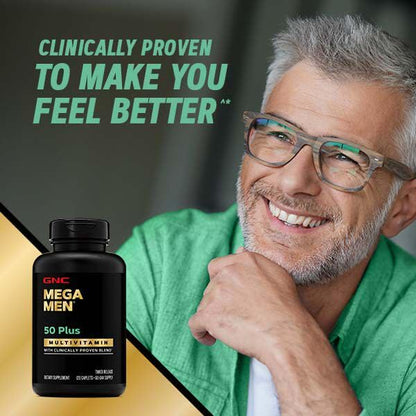GNC Mega Men 50 Plus Multivitamin | Antioxidants, Heart Health & Prostate Support | 120 Count