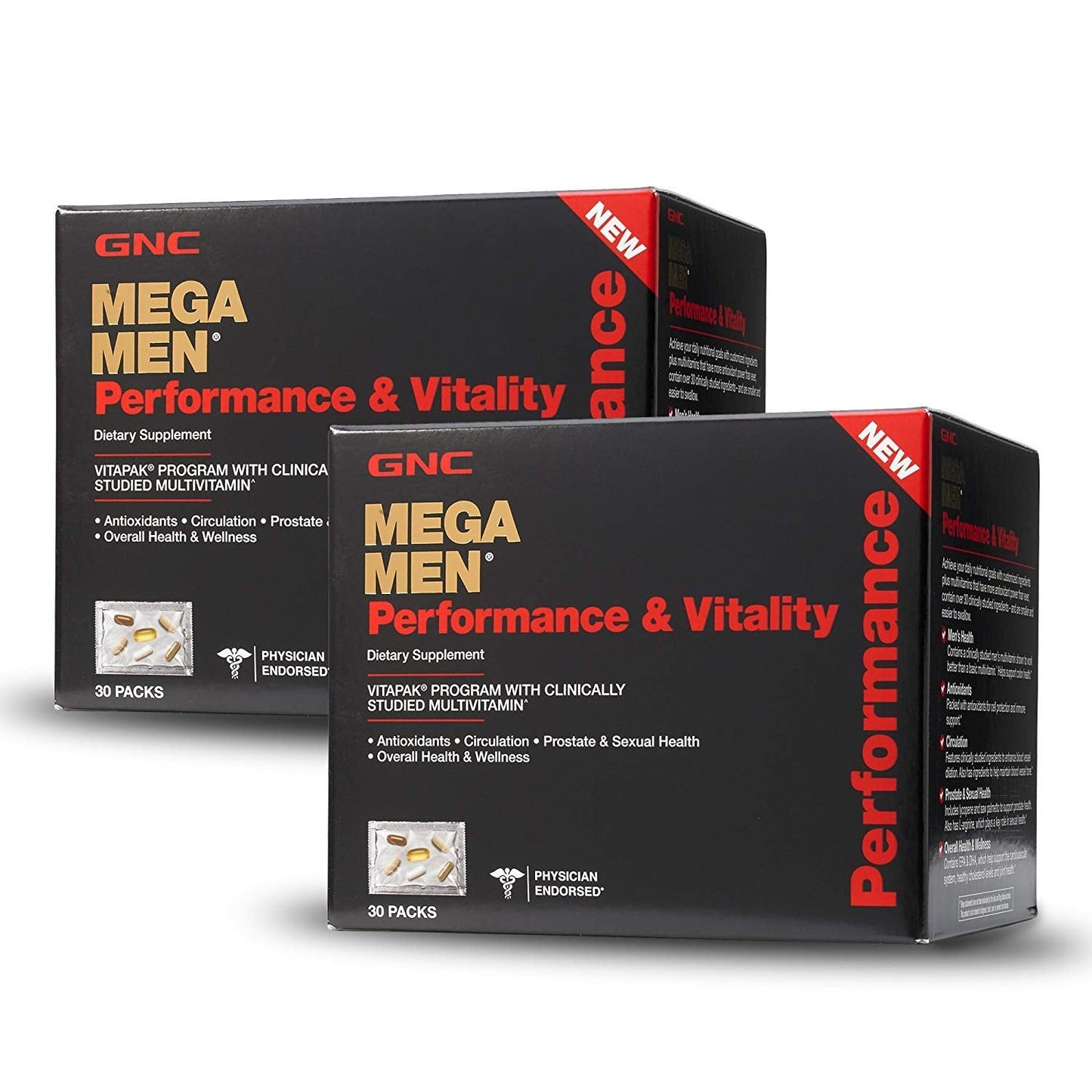 GNC Mega Men Performance Vitality - 30 Packs | Clinically Studied Multivitamin Vitapak