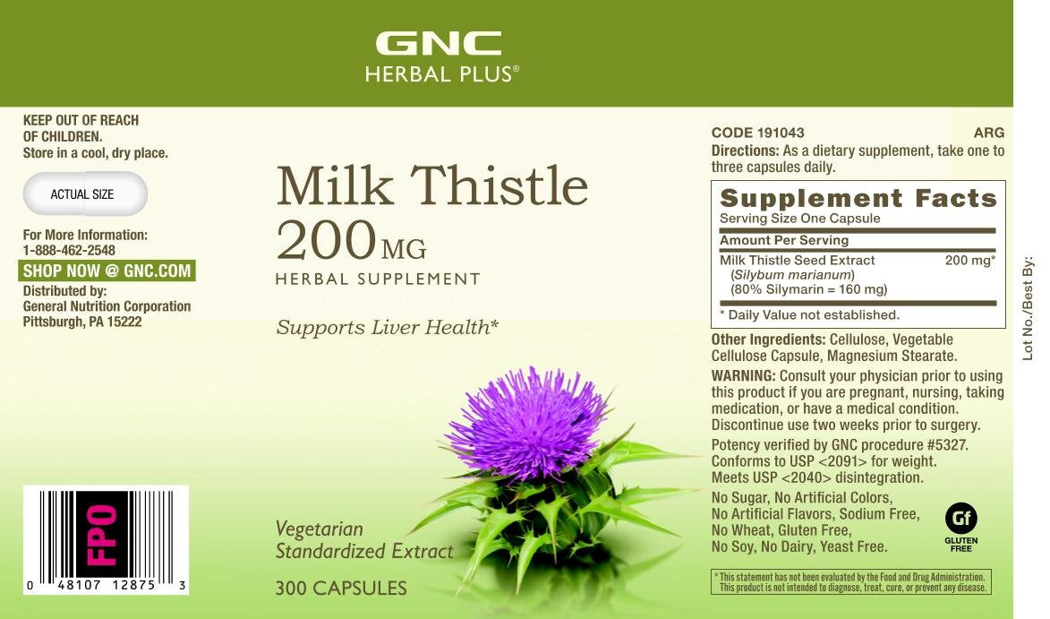 GNC Herbal Plus Milk Thistle 200mg Supplement – Vegetarian, Supports Healthy Liver Function, 300 Servings