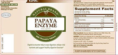 GNC Natural Brand Papaya Enzymes – Supports Healthy Digestive Function – 240 Tablets