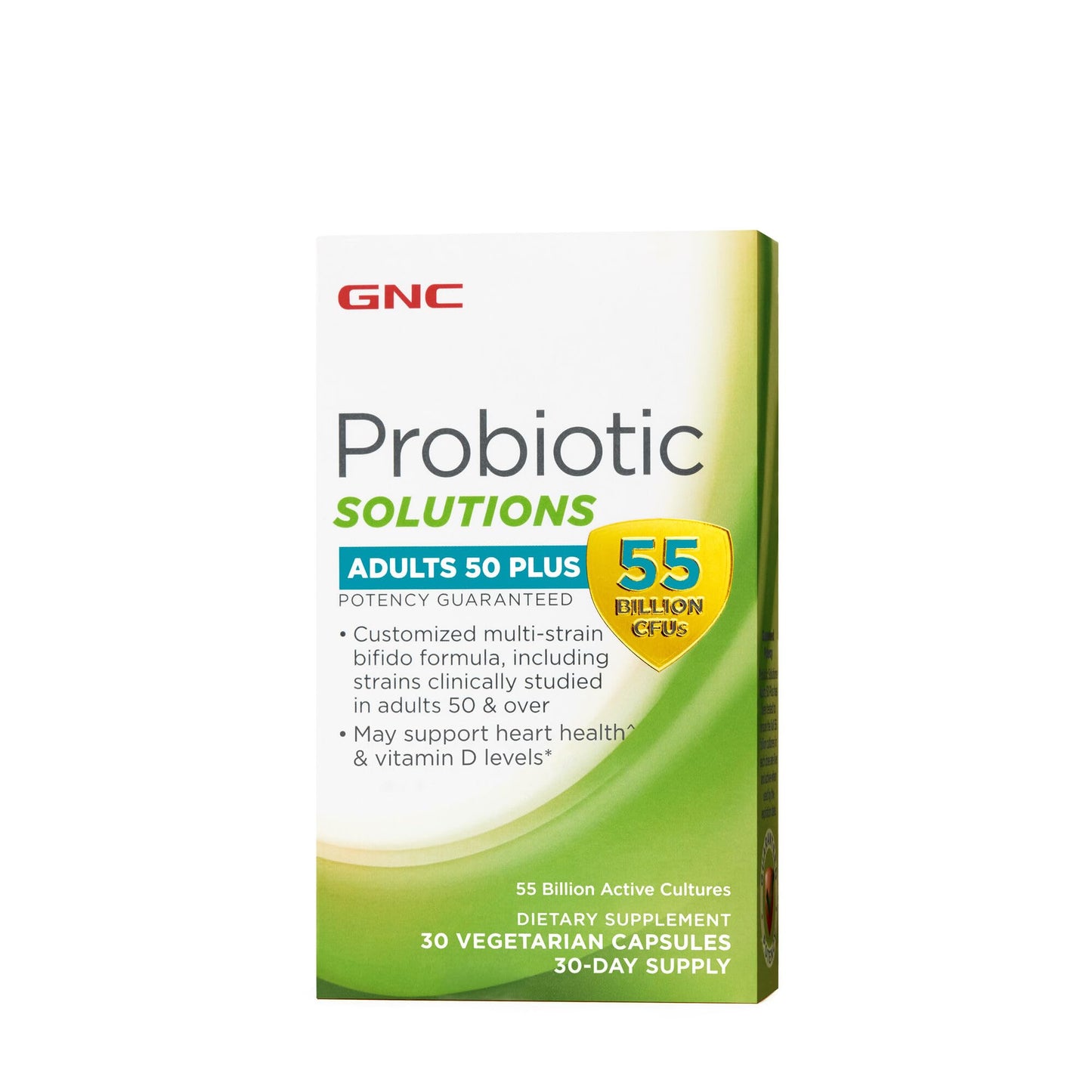 GNC Probiotic Solutions Adults 50+ – 55B CFU Daily Probiotic for Digestive & Immune Support | 30 Capsules