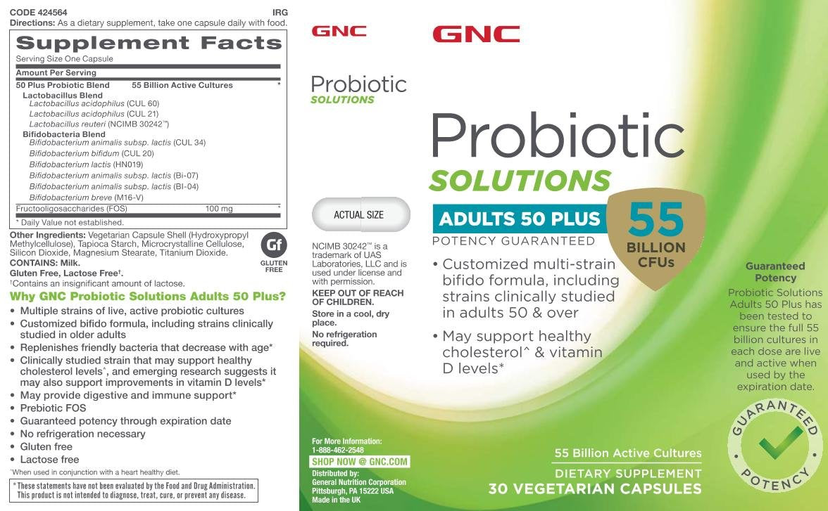 GNC Probiotic Solutions Adults 50+ – 55B CFU Daily Probiotic for Digestive & Immune Support | 30 Capsules
