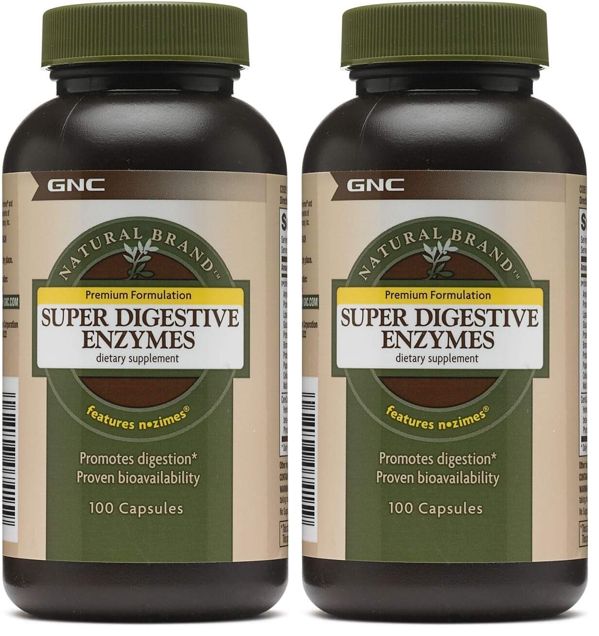 GNC Natural Brand Super Digestive Enzymes – 2-Pack, 100 Capsules | Supports Protein, Carbohydrate & Fat Digestion