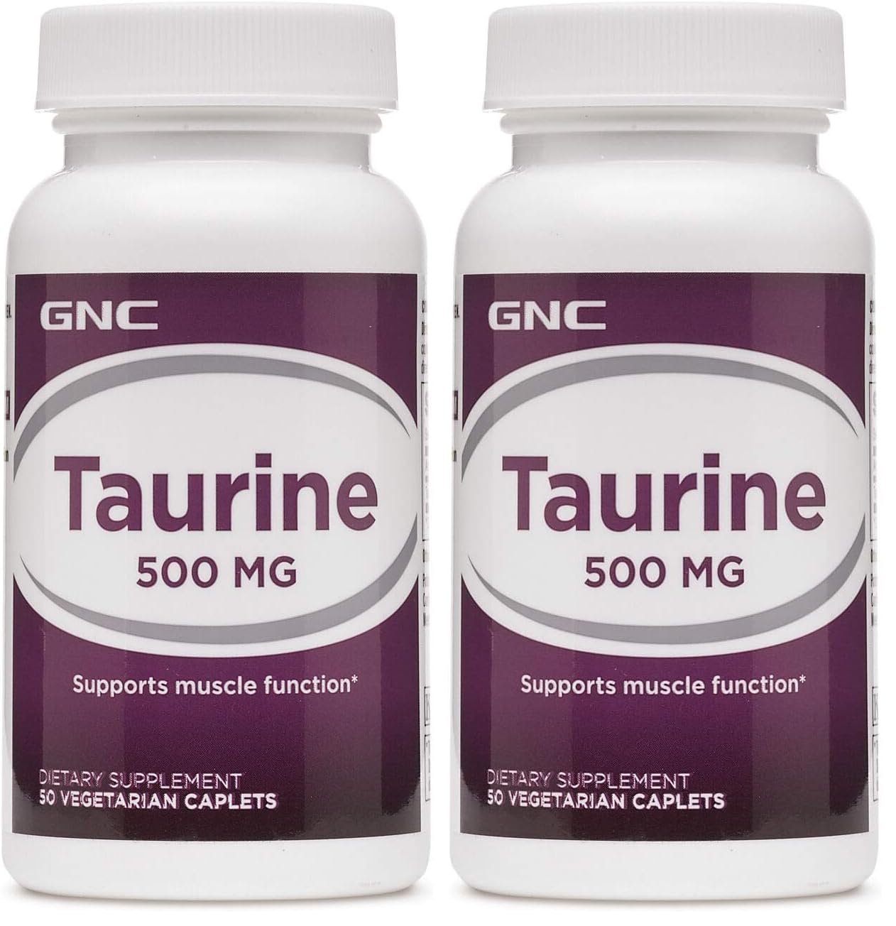 GNC Taurine 500mg – 50 Caplets (Pack of 2) | Supports Muscle Function