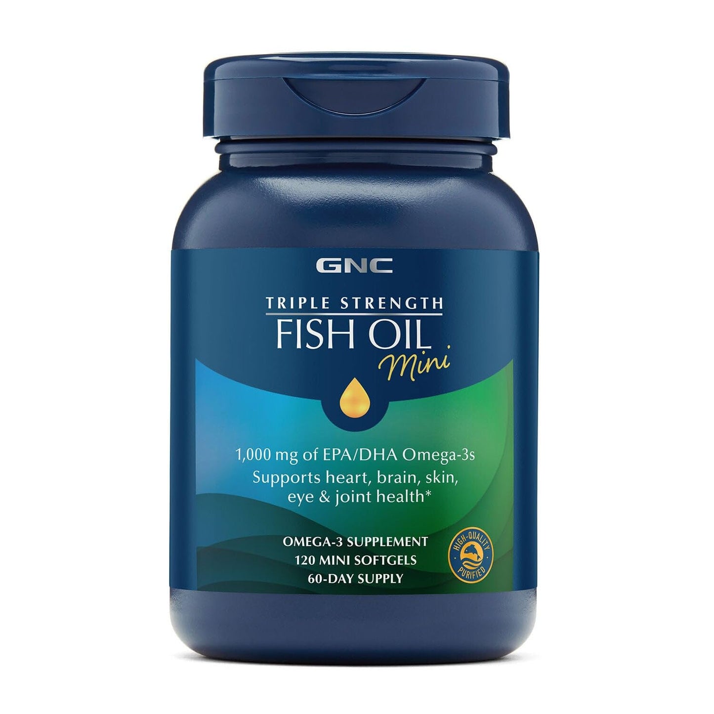 GNC Triple Strength Fish Oil Mini 1000mg EPA/DHA | Heart, Brain & Joint Support | 120 Softgels