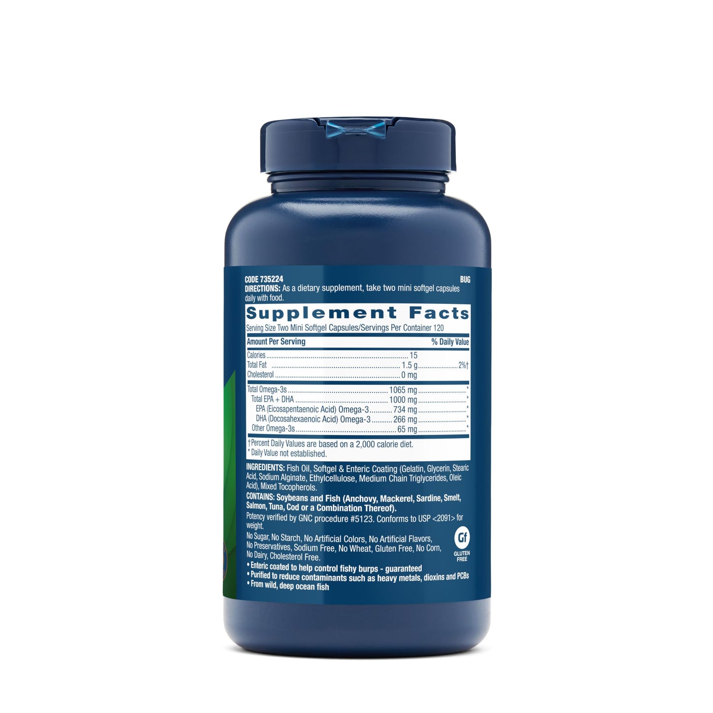 GNC Triple Strength Fish Oil Mini Omega-3 – 1000mg EPA/DHA, 240 Softgels