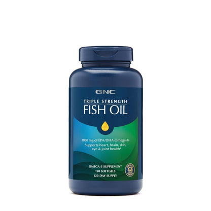 GNC Triple Strength Fish Oil Twin Pack – 240 Softgels | Supports Heart, Brain, Skin, Eye & Joint Health