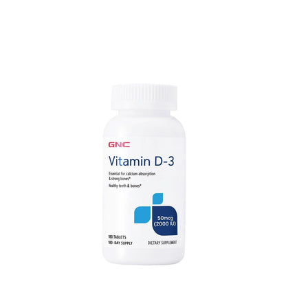 GNC Vitamin D3 50 mcg (2000 IU) Supplement – 180 Servings per Pack, Pack of 2 – Supports Teeth and Bone Health
