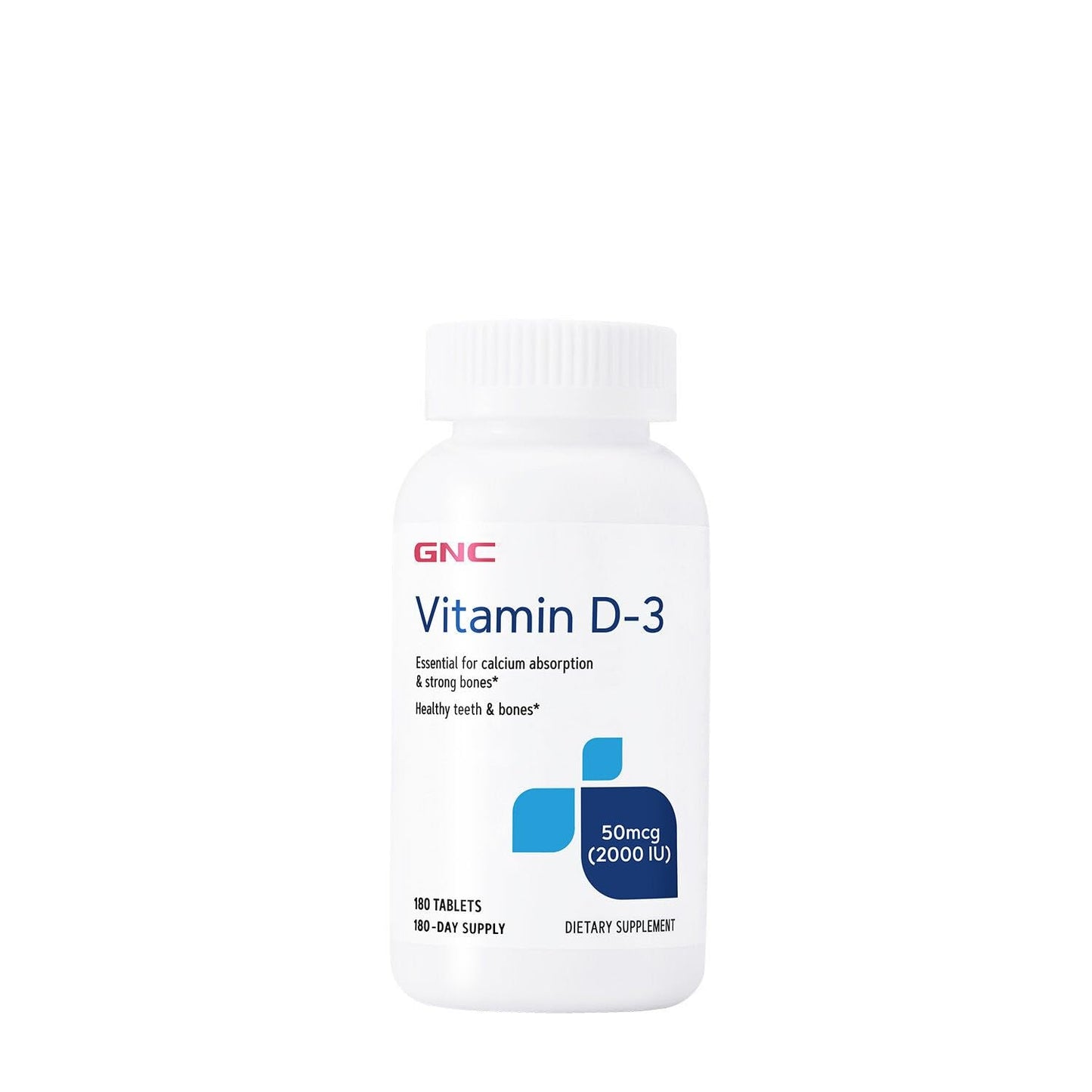 GNC Vitamin D3 50 mcg (2000 IU) Supplement – 180 Servings per Pack, Pack of 2 – Supports Teeth and Bone Health