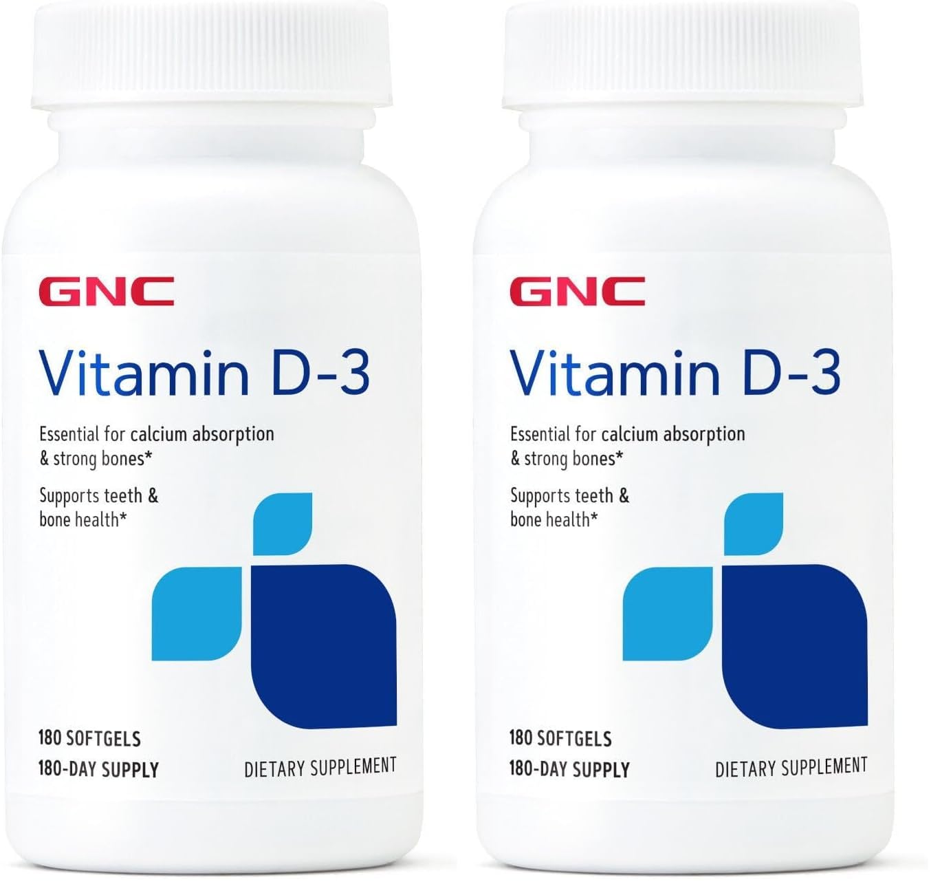 GNC Vitamin D3 50 mcg Supplement – Supports Teeth & Bone Health | 180 Servings (Pack of 2)