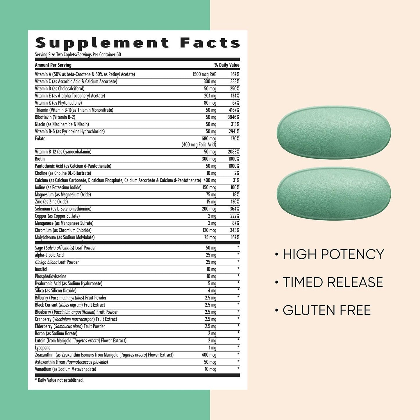 GNC Women’s 50 Plus Multivitamin Caplets | Timed Release, 120 Count, 60 Servings – Immune Support, Bone Health, Memory & Vision