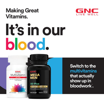 GNC Women’s 50 Plus Multivitamin Caplets | Timed Release, 120 Count, 60 Servings – Immune Support, Bone Health, Memory & Vision