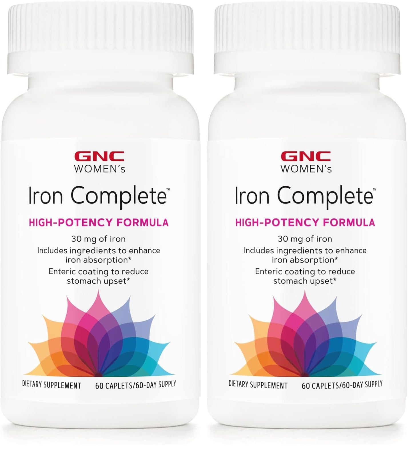 GNC Women's Iron Complete Multivitamin - 60 Caplets (Pack of 2) | Enhances Iron Absorption