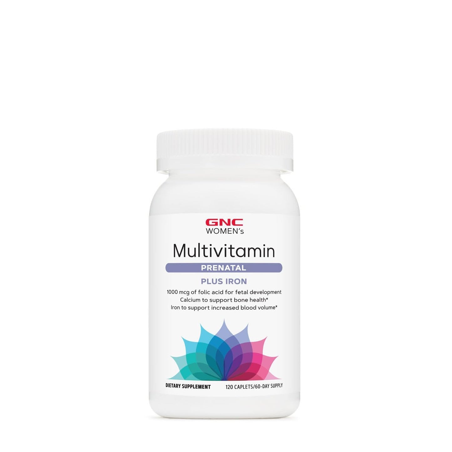 GNC Women's Prenatal Multivitamin with Iron | Supports Pregnancy & Baby Development | 120 Caplets (Pack of 2)