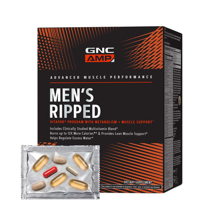 GNC AMP Men’s Ripped Vitapak Program — 4-in-1 Metabolism & Lean Muscle Support | 30-Day Supply