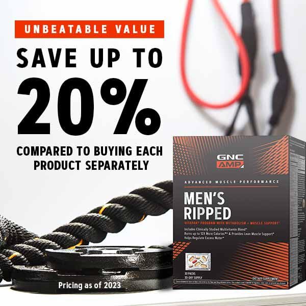 GNC AMP Men’s Ripped Vitapak Program — 4-in-1 Metabolism & Lean Muscle Support | 30-Day Supply