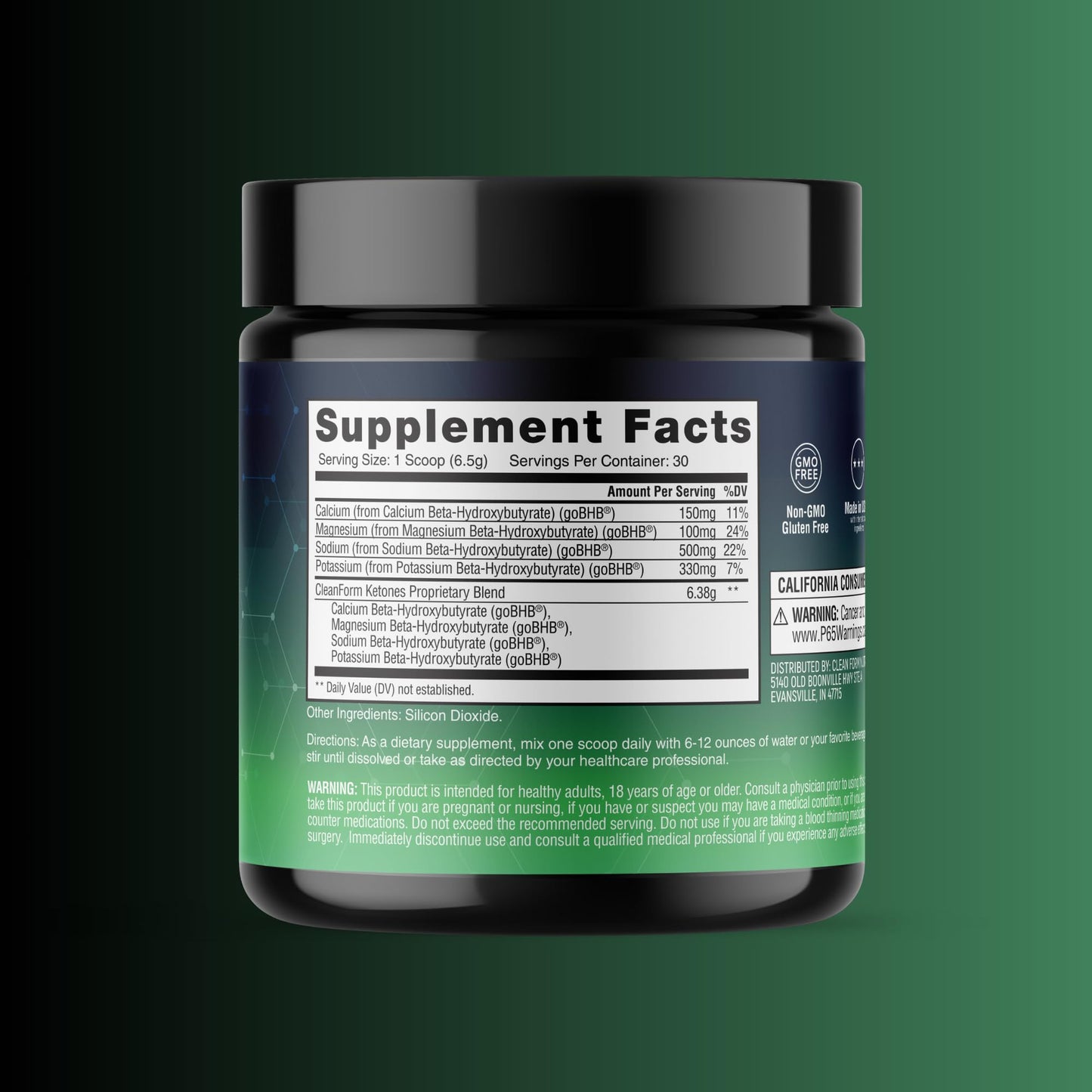 CleanForm goBHB Clean Energy Powder – Caffeine-Free Cellular Fuel with BHB