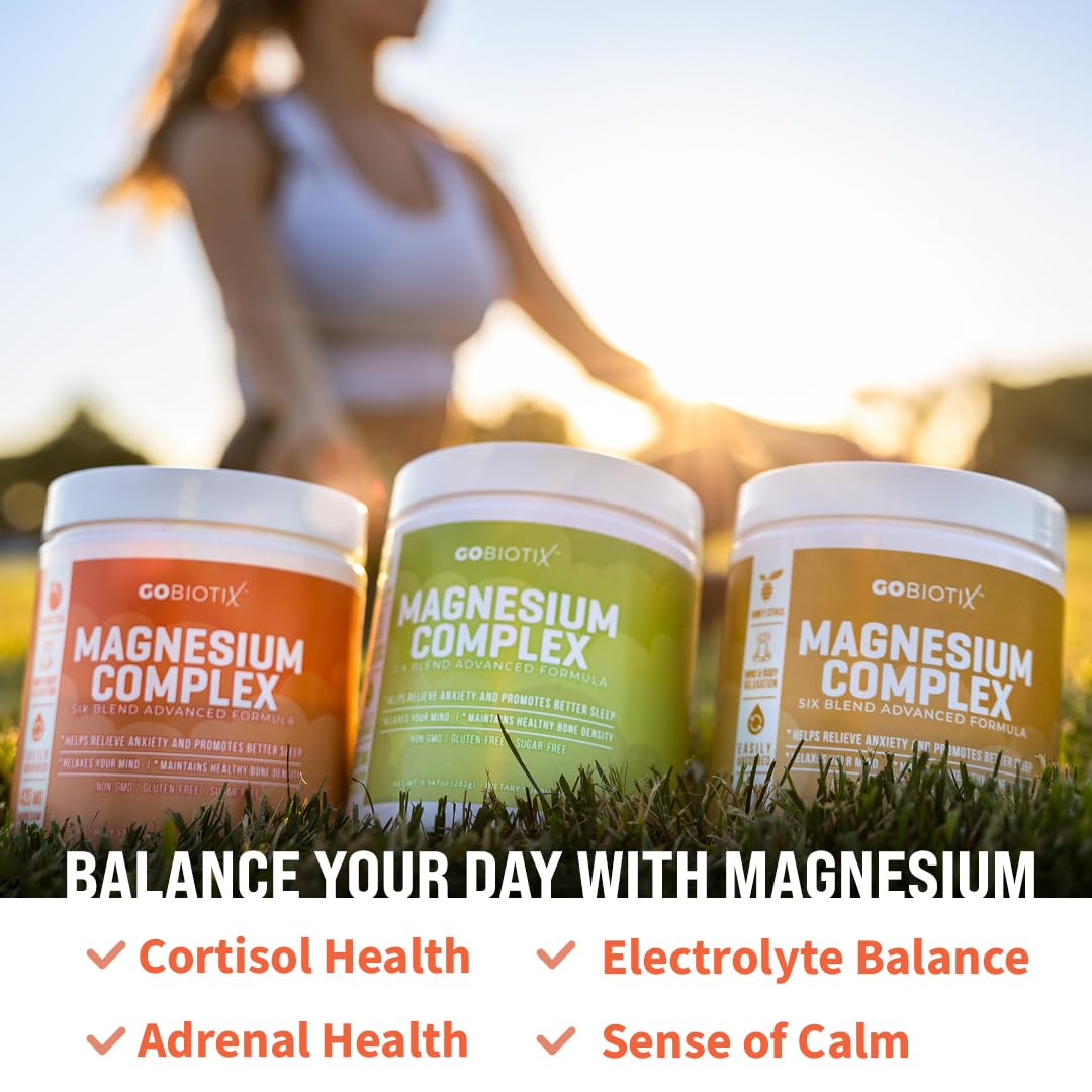 GoBiotix Magnesium Glycinate Powder – 420 mg, High Absorption Complex, Peach Tea, 60 Servings