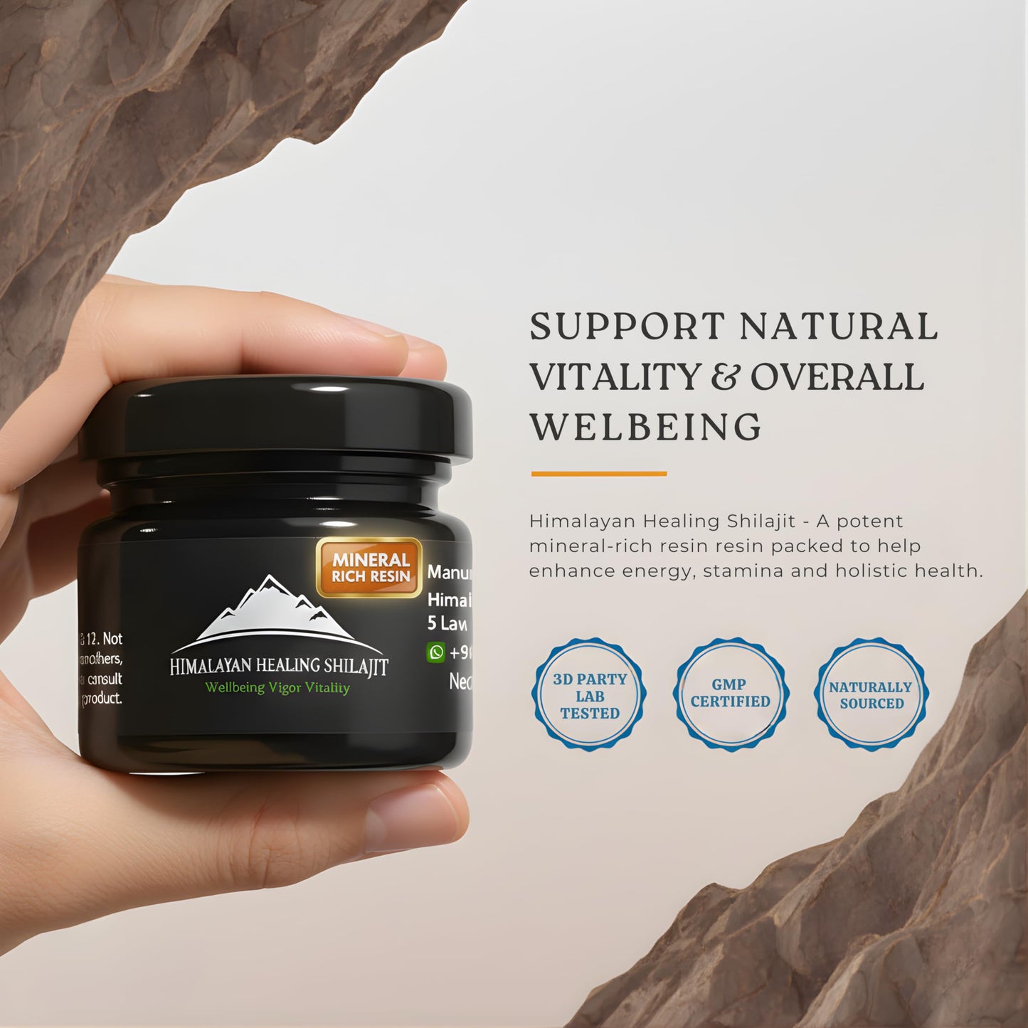 Gold Grade Himalayan Shilajit Resin – 30g | 500mg Max Potency | Lab Tested | 85+ Minerals & Fulvic Acid | For Men & Women