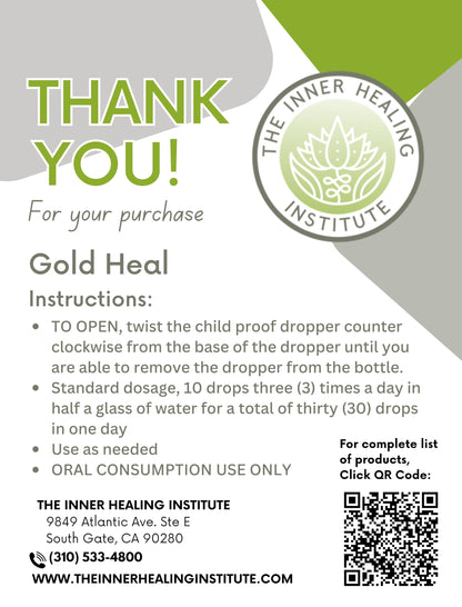 Gold Heal 2oz Tincture - Natural Oral Drops with Vitamin B12 | Immune Support