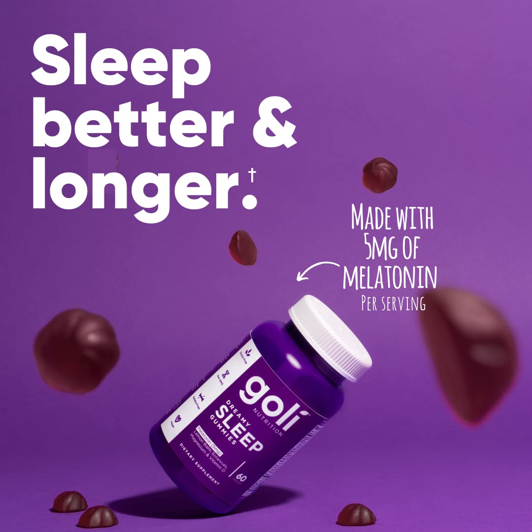 Goli Dreamy Sleep Gummy - 180 Count | Melatonin, Magnesium, Vitamin D, Lemon Balm | Vegan, Gelatin-Free, Gluten-Free, Non-GMO