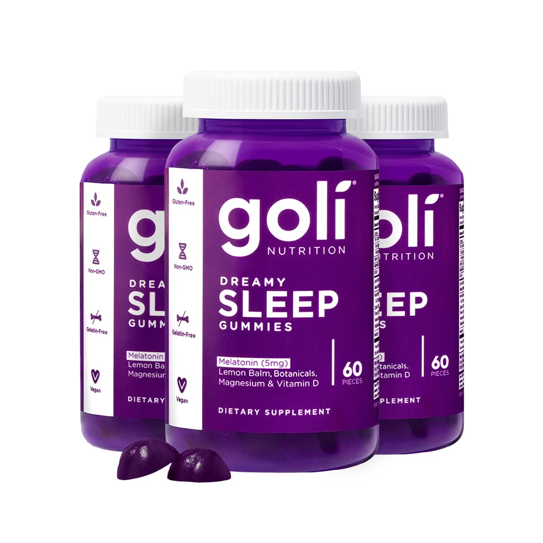 Goli Dreamy Sleep Gummy - 180 Count | Melatonin, Magnesium, Vitamin D, Lemon Balm | Vegan, Gelatin-Free, Gluten-Free, Non-GMO